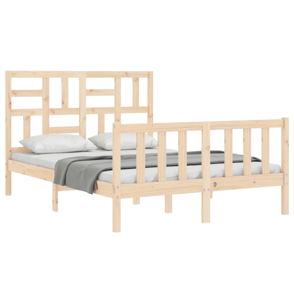 vidaXL Bed Frame | Natural | Solid Pinewood | Double | Bed Frame | Rectangular