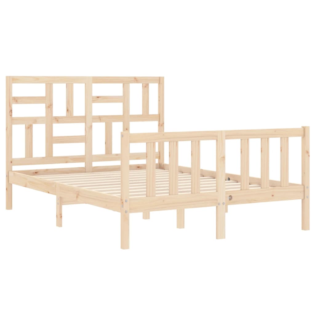 vidaXL Bed Frame | Natural | Solid Pinewood | Double | Bed Frame | Rectangular