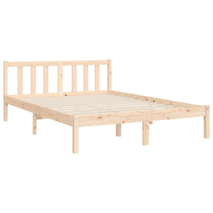 vidaXL Bed Frame | Natural | Solid Pinewood | Double | Bed Frame | Rectangular
