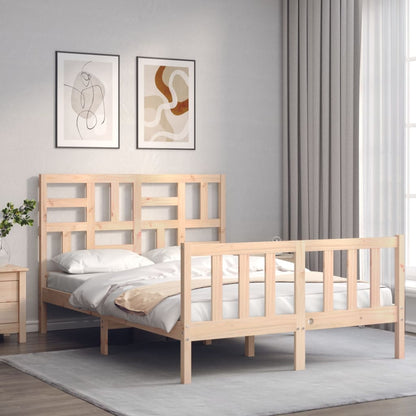 vidaXL Bed Frame | Natural | Solid Pinewood | Double | Bed Frame | Rectangular