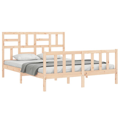 vidaXL Bed Frame | Natural Pine | Solid Pine Wood, Plywood | Double Size