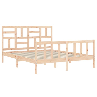 vidaXL Bed Frame | Natural Pine | Solid Pine Wood, Plywood | Double Size