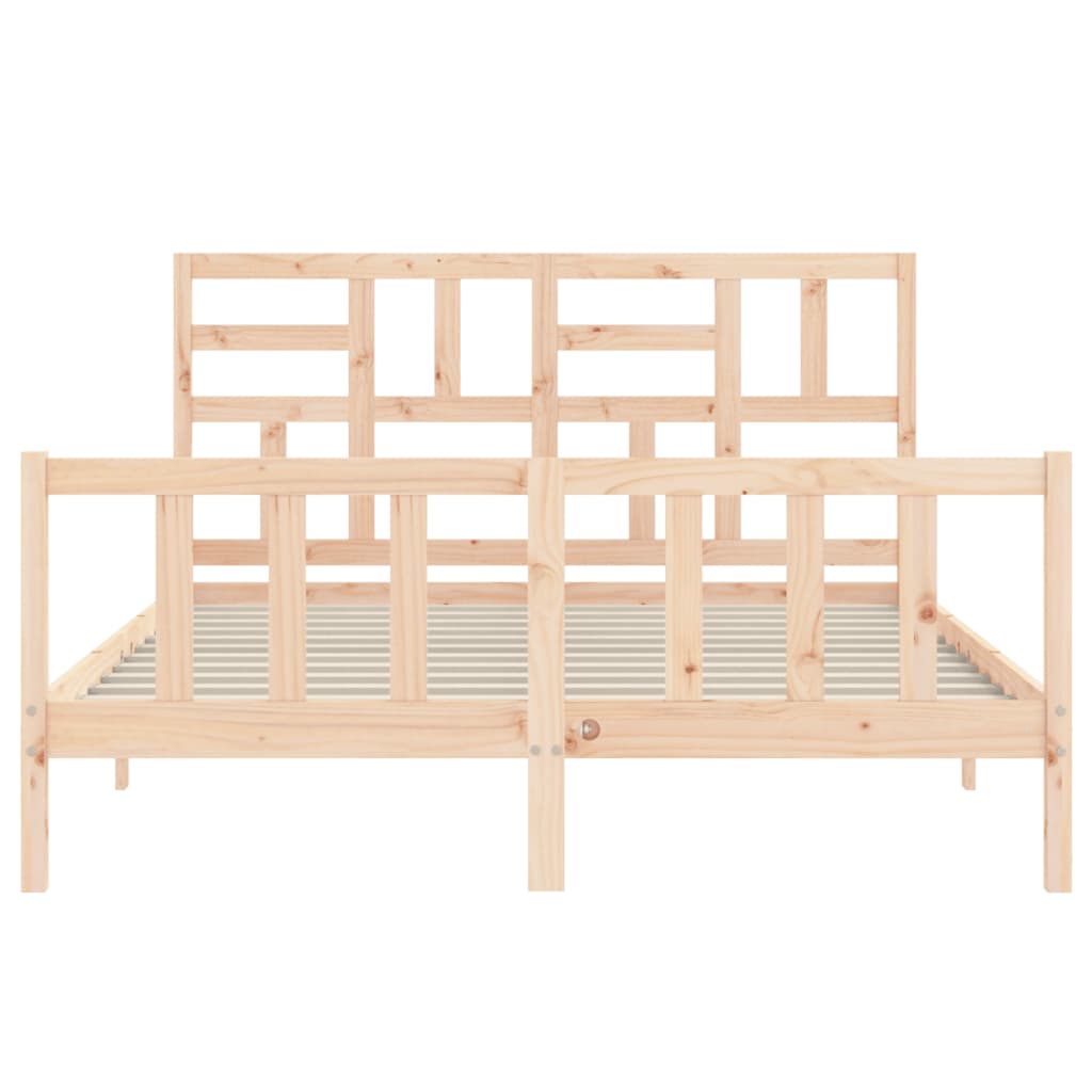 vidaXL Bed Frame | Natural Pine | Solid Pine Wood, Plywood | Double Size