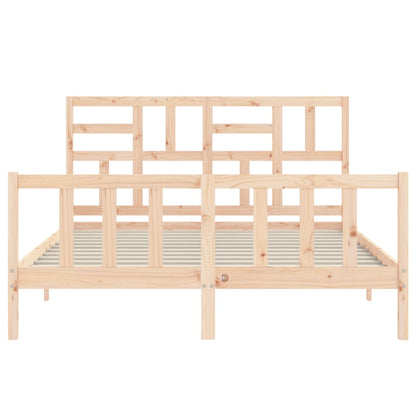 vidaXL Bed Frame | Natural Pine | Solid Pine Wood, Plywood | Double Size