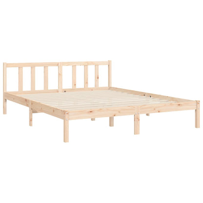 vidaXL Bed Frame | Natural Pine | Solid Pine Wood, Plywood | Double Size