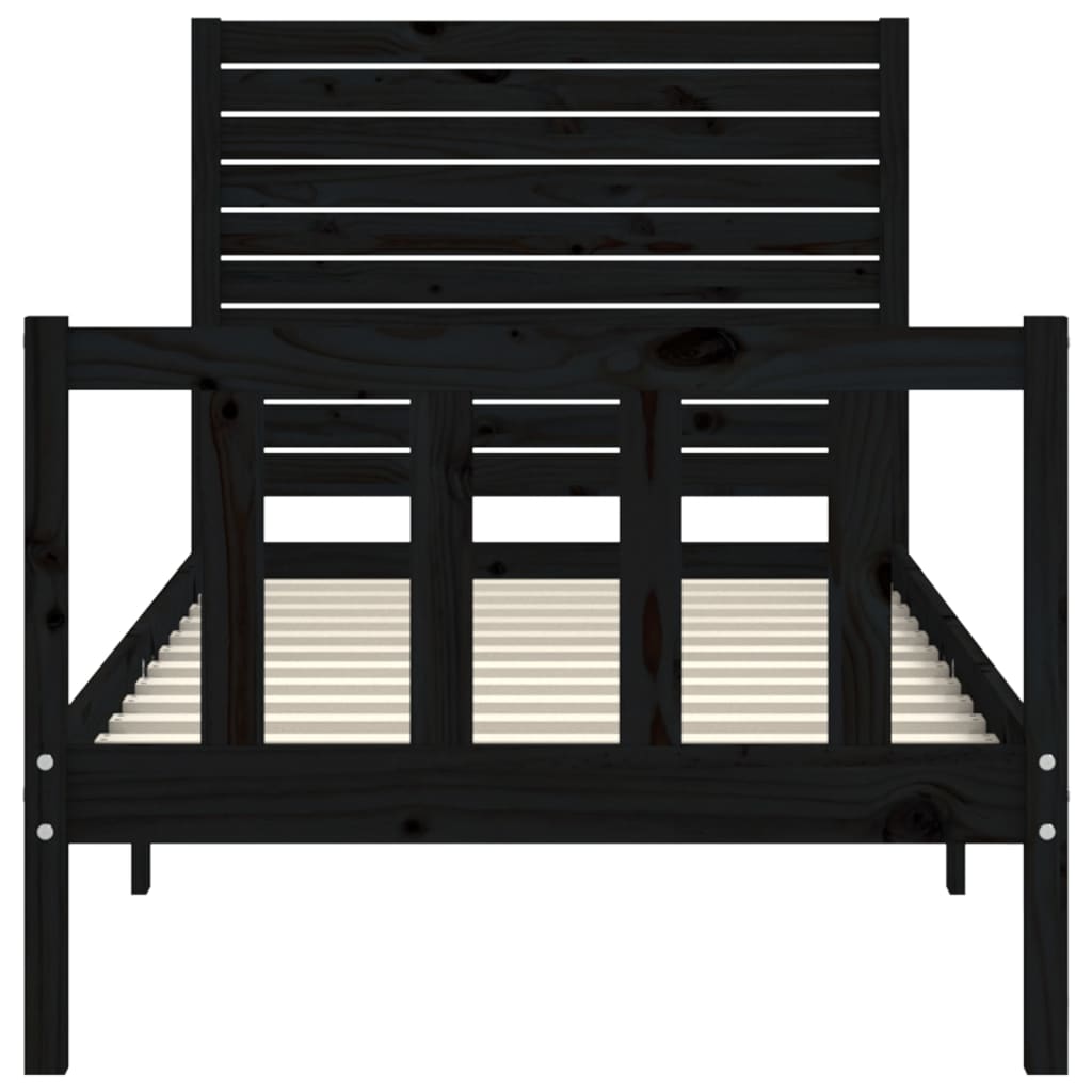 vidaXL Bed Frame without Mattress Black Small Single Solid Wood Pine