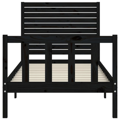 vidaXL Bed Frame without Mattress Black Small Single Solid Wood Pine