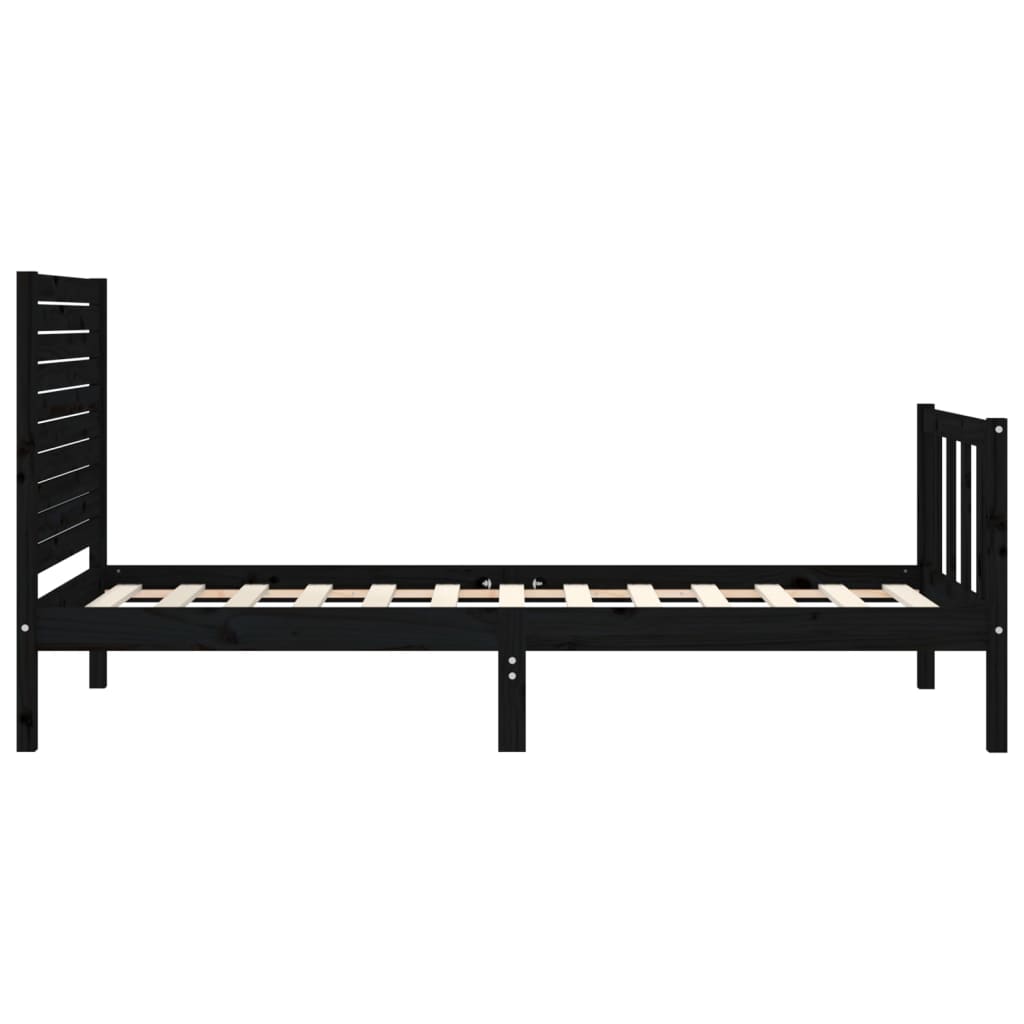 vidaXL Bed Frame without Mattress Black Small Single Solid Wood Pine
