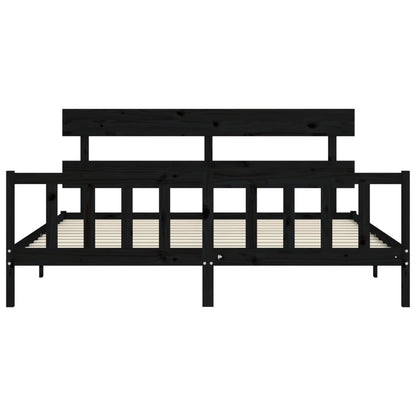 vidaXL Bed Frame without Mattress Black 200x200 cm Solid Wood Pine