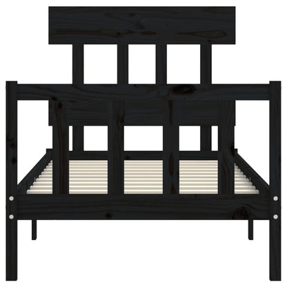 vidaXL Bed Frame without Mattress Black Small Single Solid Wood Pine