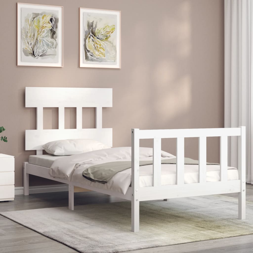 vidaXL Bed Frame without Mattress White 100x200 cm Solid Wood Pine