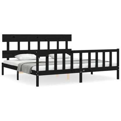 vidaXL Bed Frame without Mattress Black 200x200 cm Solid Wood Pine