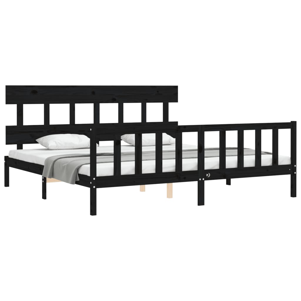 vidaXL Bed Frame without Mattress Black 200x200 cm Solid Wood Pine