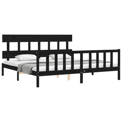 vidaXL Bed Frame without Mattress Black 200x200 cm Solid Wood Pine