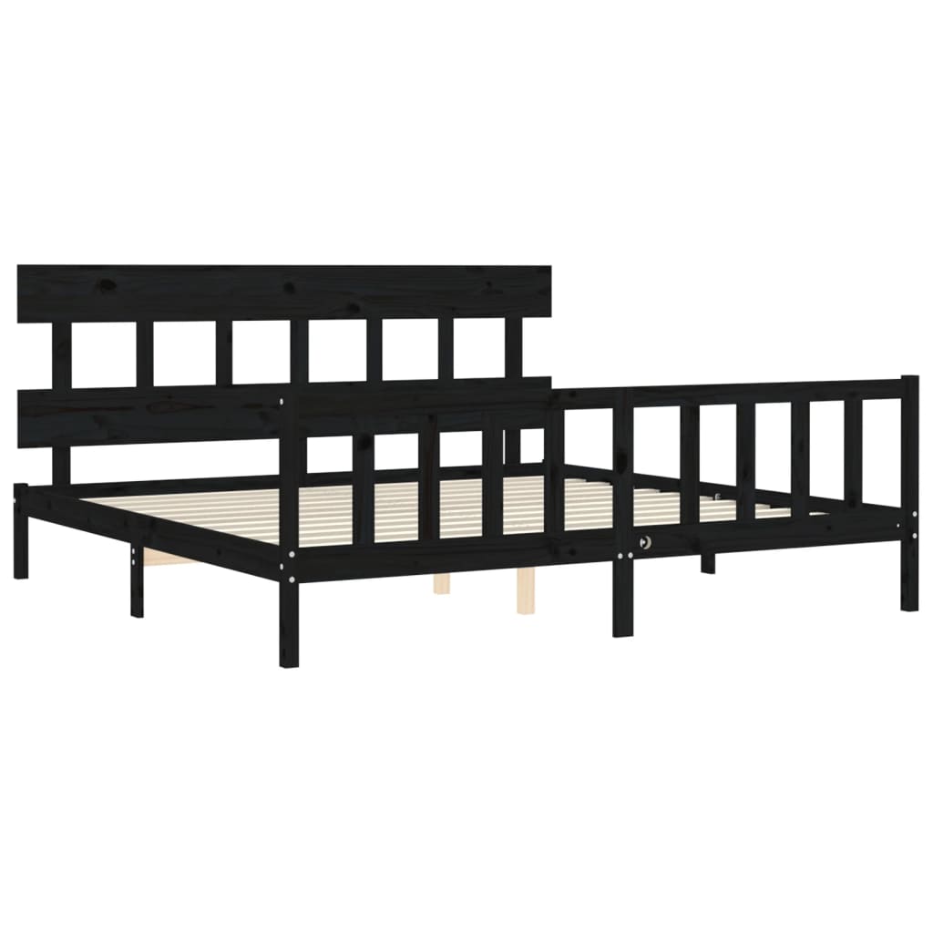 vidaXL Bed Frame without Mattress Black 200x200 cm Solid Wood Pine
