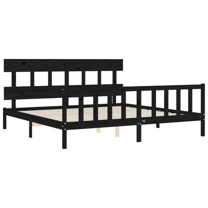 vidaXL Bed Frame without Mattress Black 200x200 cm Solid Wood Pine