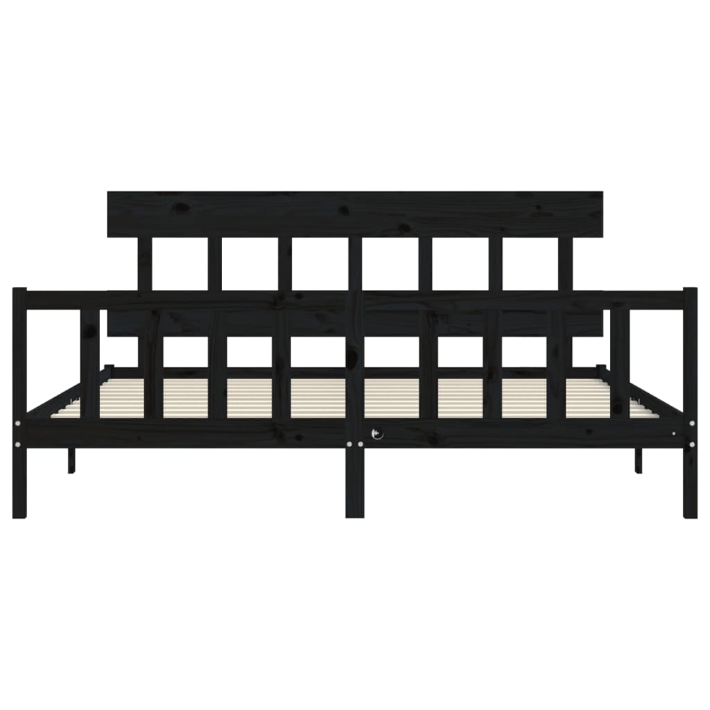 vidaXL Bed Frame without Mattress Black 200x200 cm Solid Wood Pine