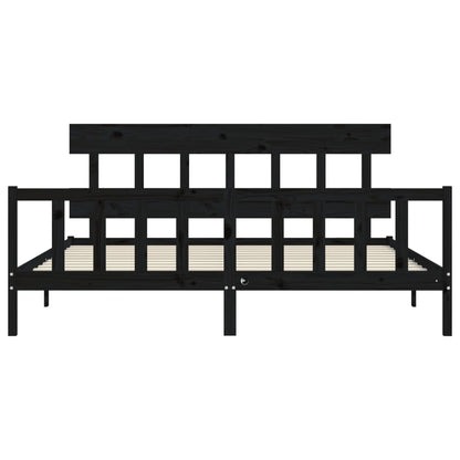vidaXL Bed Frame without Mattress Black 200x200 cm Solid Wood Pine