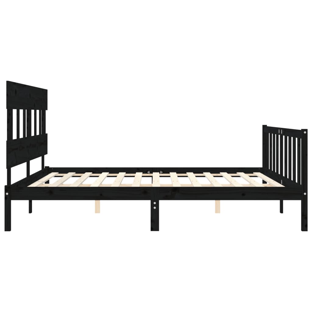 vidaXL Bed Frame without Mattress Black 200x200 cm Solid Wood Pine