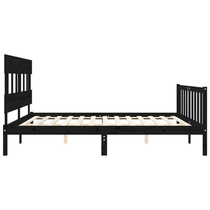 vidaXL Bed Frame without Mattress Black 200x200 cm Solid Wood Pine