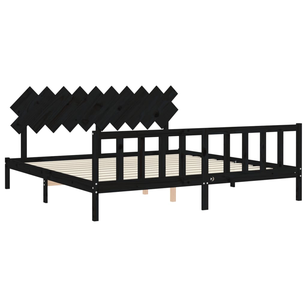 vidaXL Bed Frame without Mattress Black 200x200 cm Solid Wood Pine