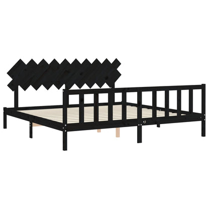 vidaXL Bed Frame without Mattress Black 200x200 cm Solid Wood Pine