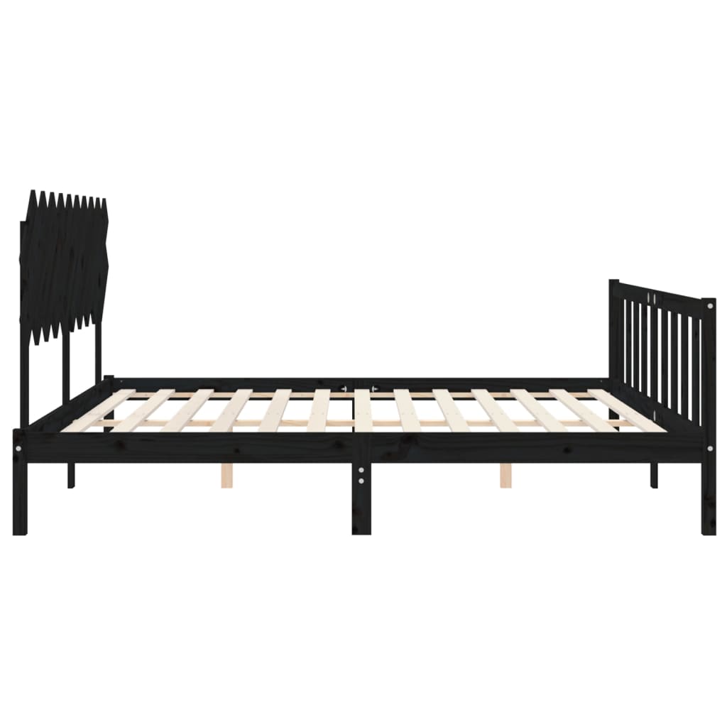 vidaXL Bed Frame without Mattress Black 200x200 cm Solid Wood Pine
