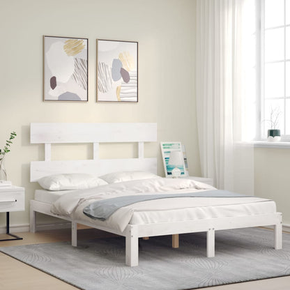 vidaXL Bed Frame without Mattress White Small Double Solid Wood Pine