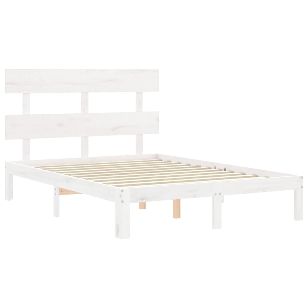 vidaXL Bed Frame without Mattress White Small Double Solid Wood Pine