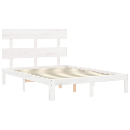 vidaXL Bed Frame without Mattress White Small Double Solid Wood Pine