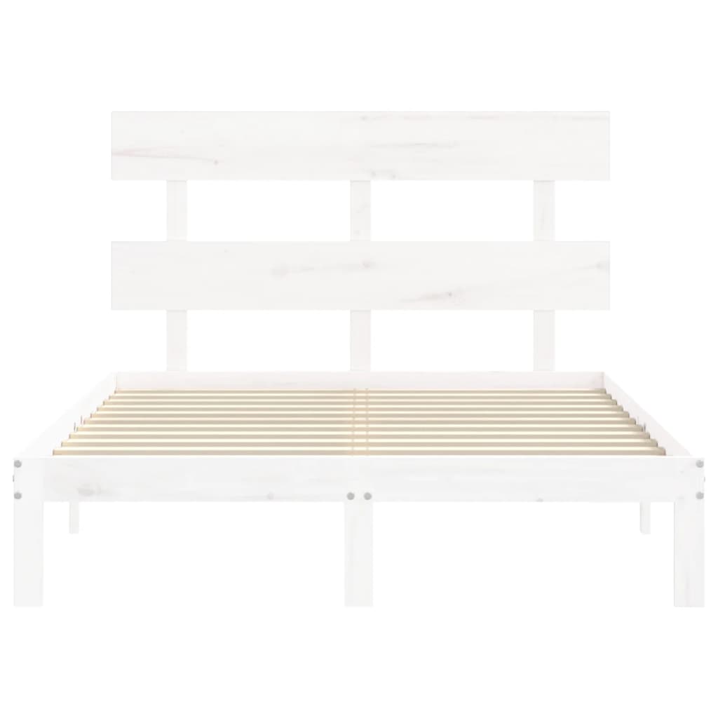 vidaXL Bed Frame without Mattress White Small Double Solid Wood Pine