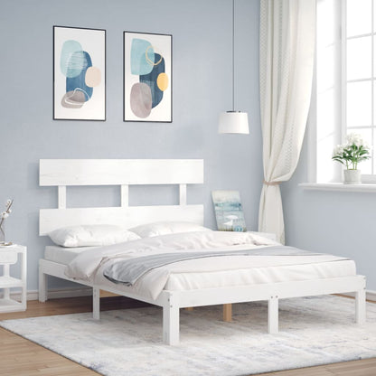 vidaXL Bed Frame without Mattress White Small Double Solid Wood Pine