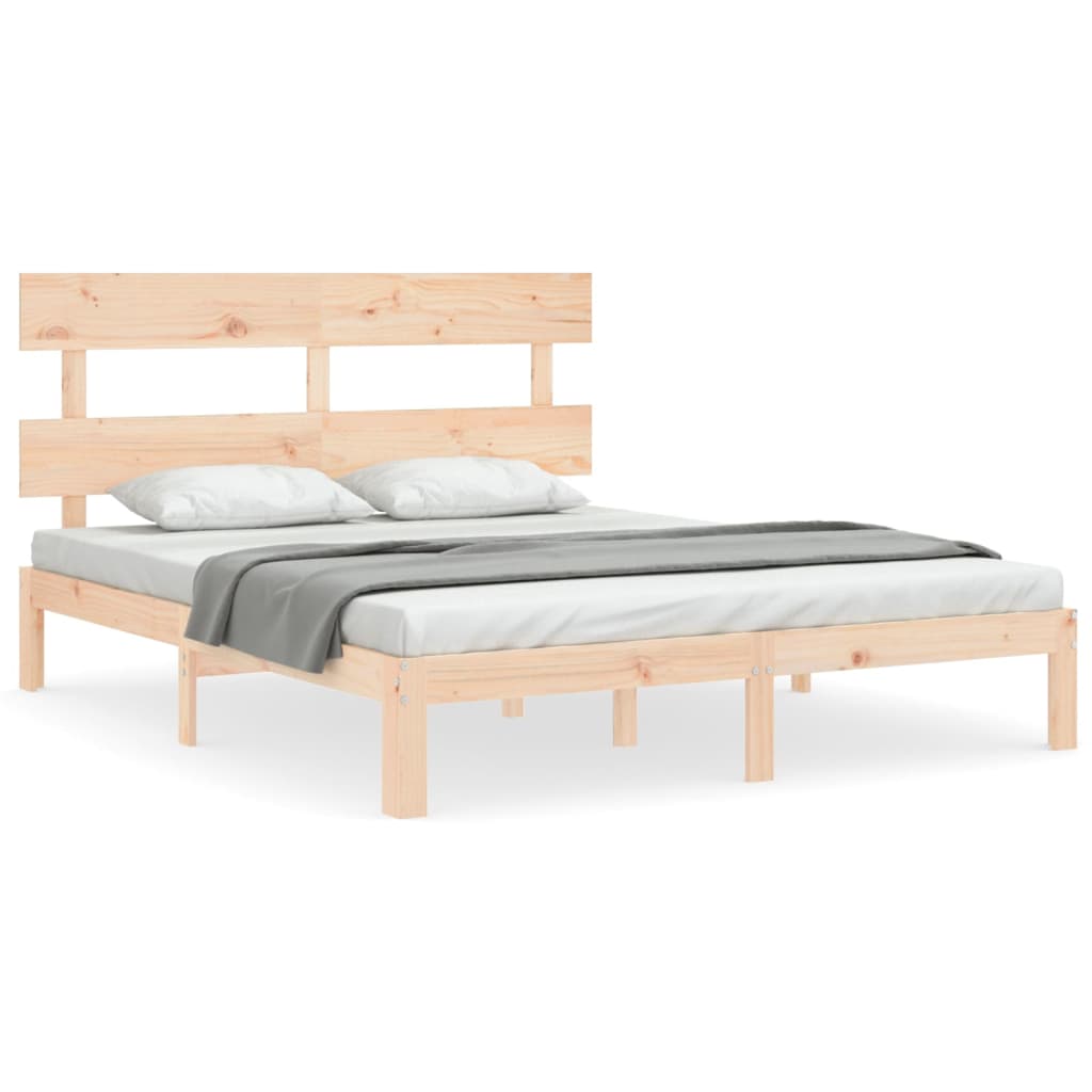 vidaXL Bed Frame | Natural Wood | Solid Pine Wood | King | Bed Frame