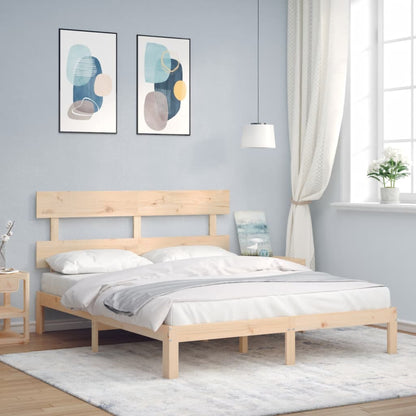 vidaXL Bed Frame | Natural Wood | Solid Pine Wood | King | Bed Frame