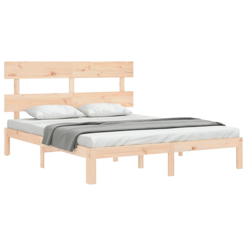 vidaXL Bed Frame | Natural Wood | Solid Pine Wood | King | Bed Frame