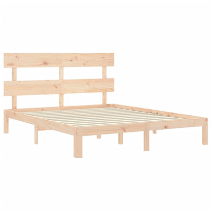 vidaXL Bed Frame | Natural Wood | Solid Pine Wood | King | Bed Frame