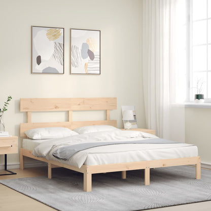 vidaXL Bed Frame | Natural Wood | Solid Pine Wood | King | Bed Frame