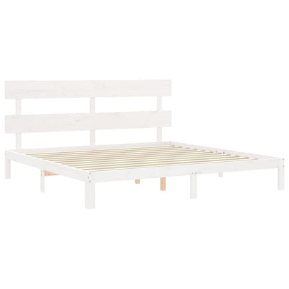 vidaXL Bed Frame without Mattress White Super King Size Solid Wood Pine