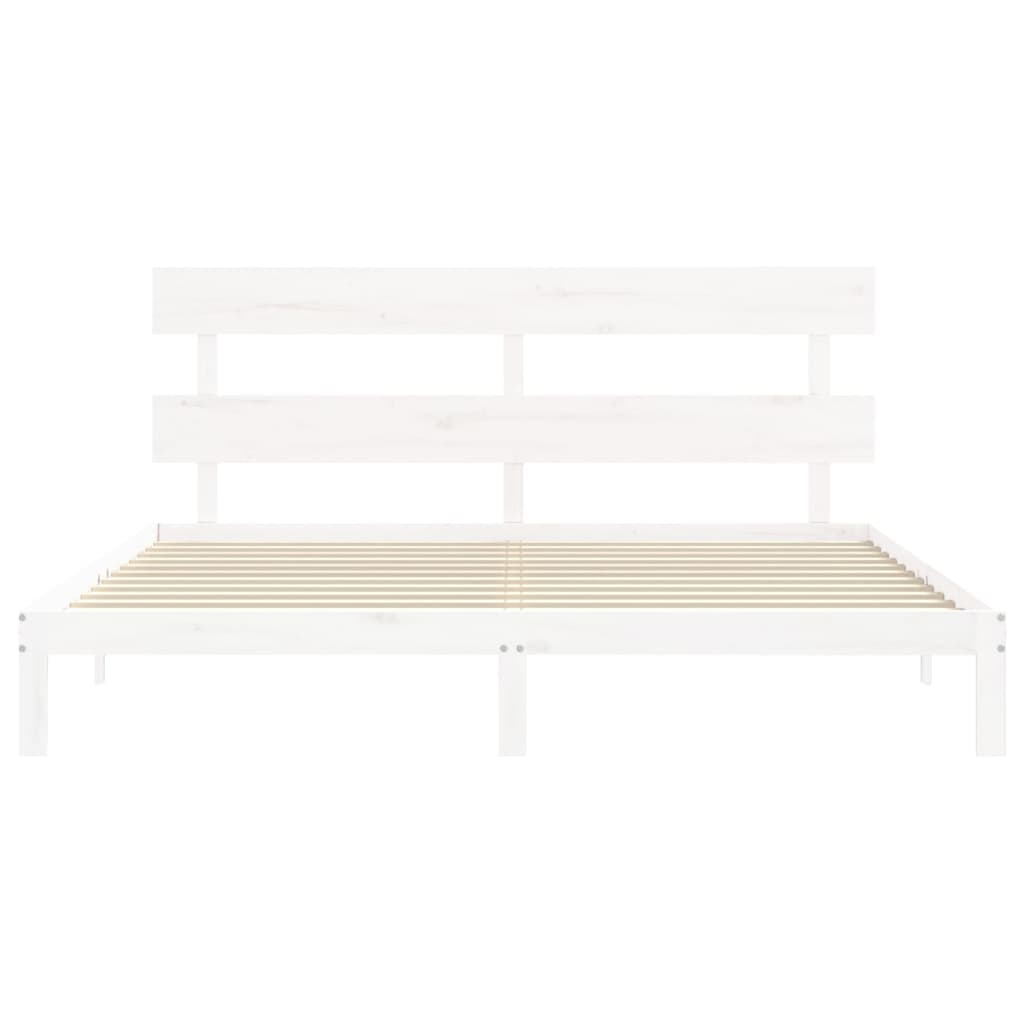 vidaXL Bed Frame without Mattress White Super King Size Solid Wood Pine