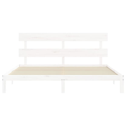 vidaXL Bed Frame without Mattress White Super King Size Solid Wood Pine