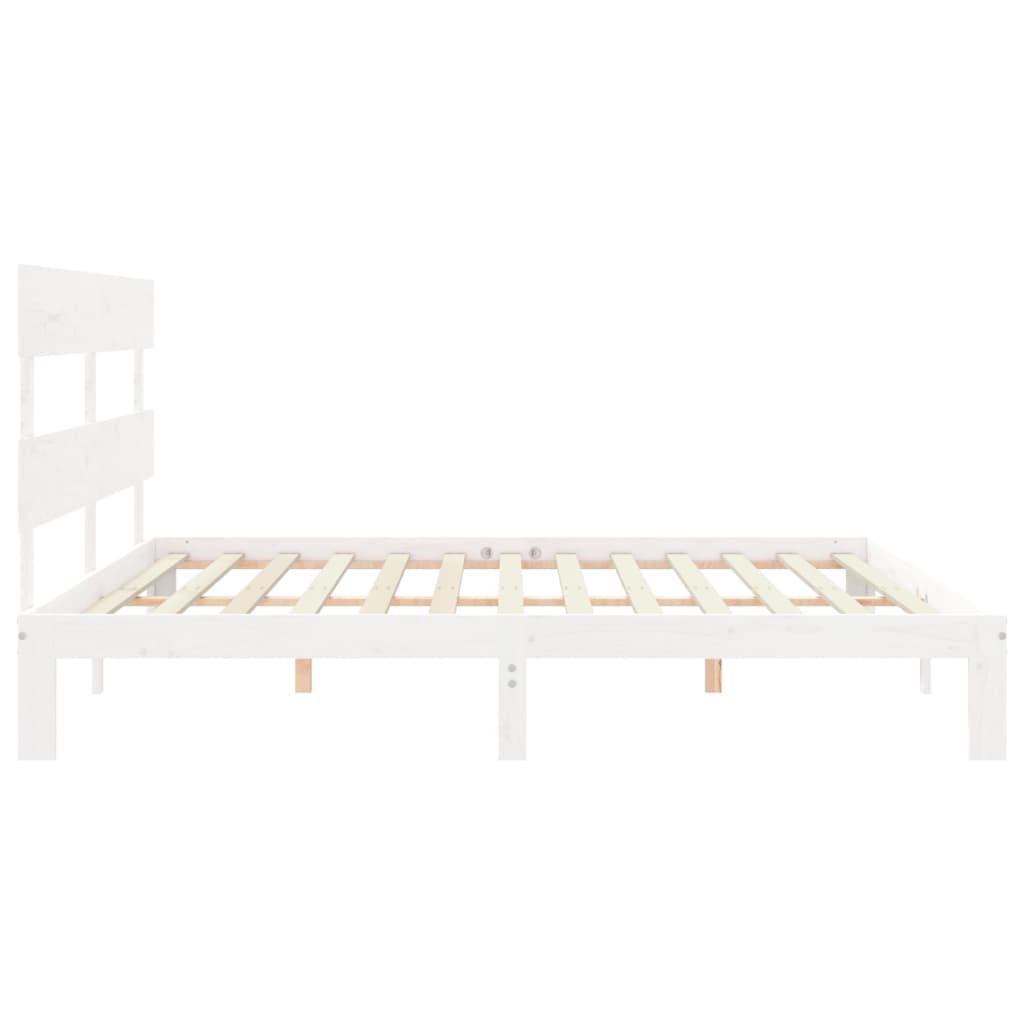 vidaXL Bed Frame without Mattress White Super King Size Solid Wood Pine