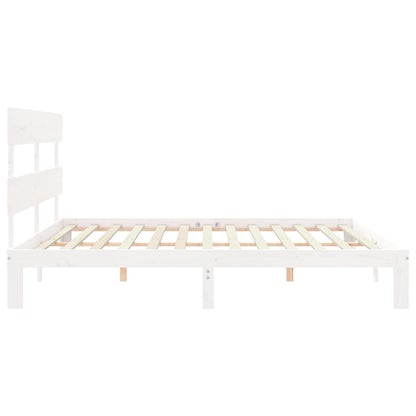 vidaXL Bed Frame without Mattress White Super King Size Solid Wood Pine