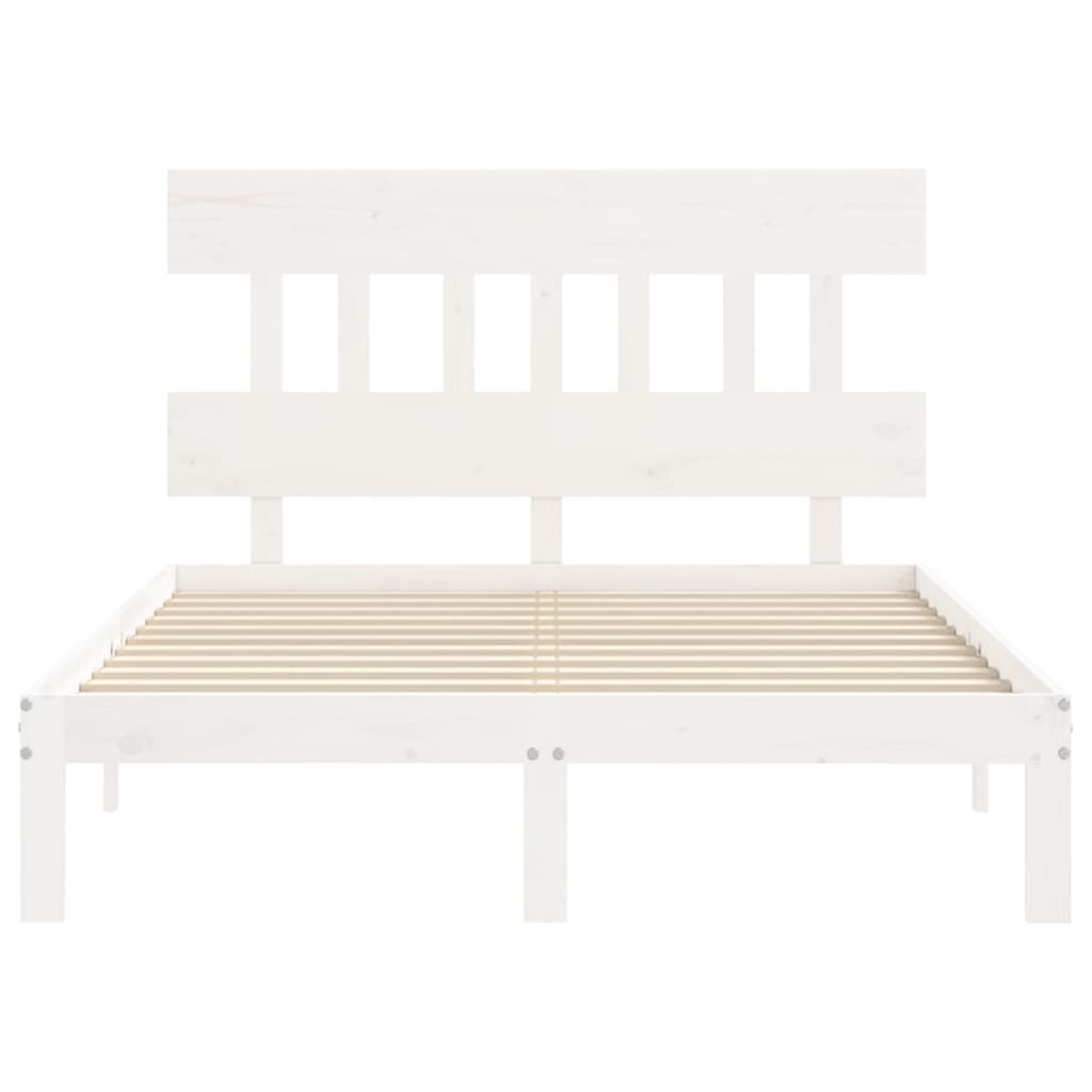 vidaXL Bed Frame without Mattress White Small Double Solid Wood Pine