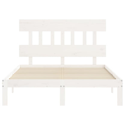 vidaXL Bed Frame without Mattress White Small Double Solid Wood Pine