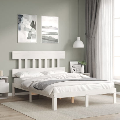 vidaXL Bed Frame without Mattress White Small Double Solid Wood Pine