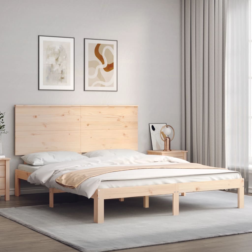 vidaXL Bed Frame without Mattress King Size Solid Wood Pine