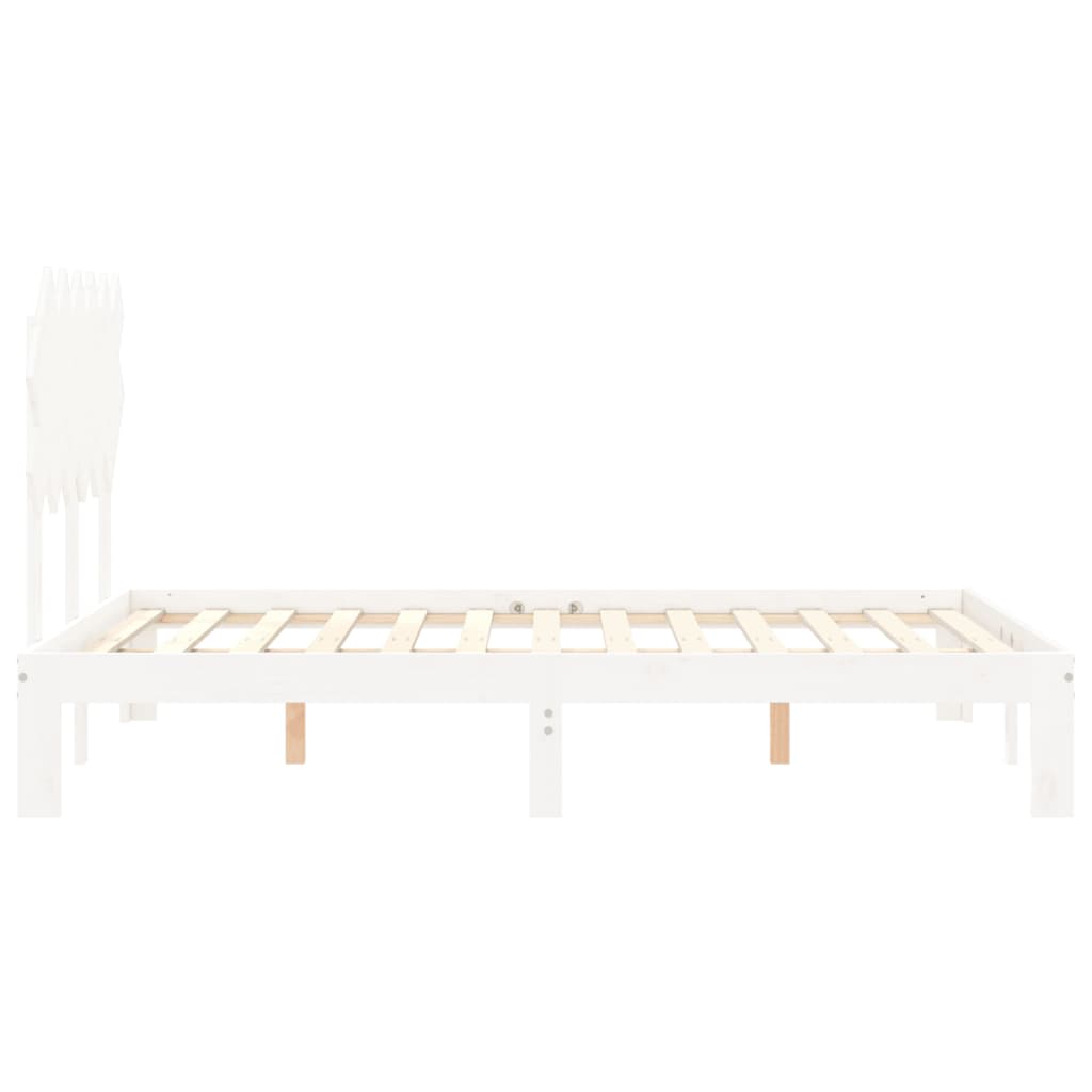 vidaXL Bed Frame without Mattress White Small Double Solid Wood Pine