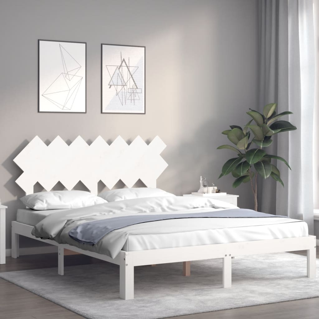 vidaXL Bed Frame without Mattress White 140x190 cm Solid Wood Pine