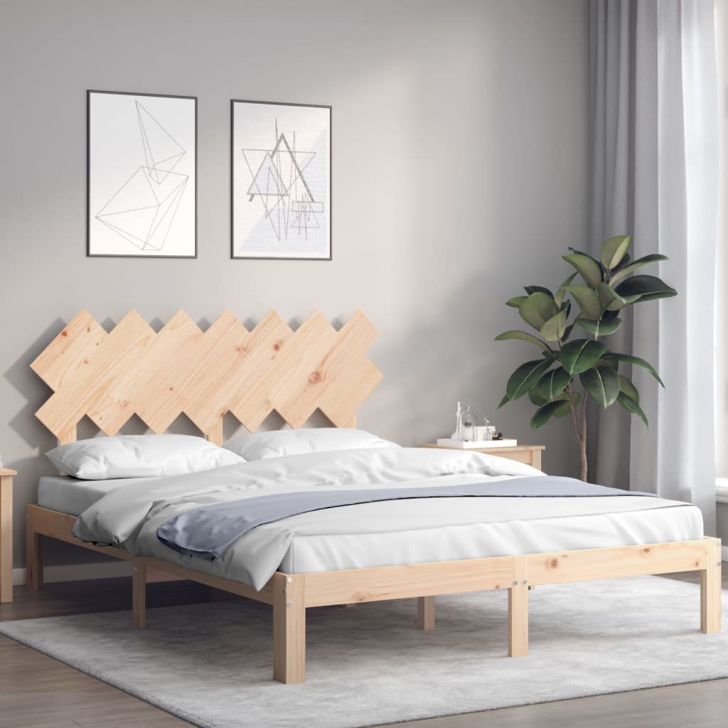 vidaXL Bed Frame without Mattress King Size Solid Wood Pine