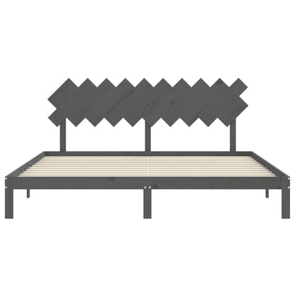 vidaXL Bed Frame without Mattress Grey 200x200 cm Solid Wood Pine